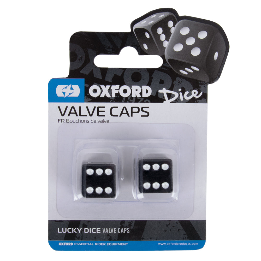 Oxford Lucky Dice Valve Caps Black - FREE UK Shipping, FREE 365 Day Returns | Moto Central