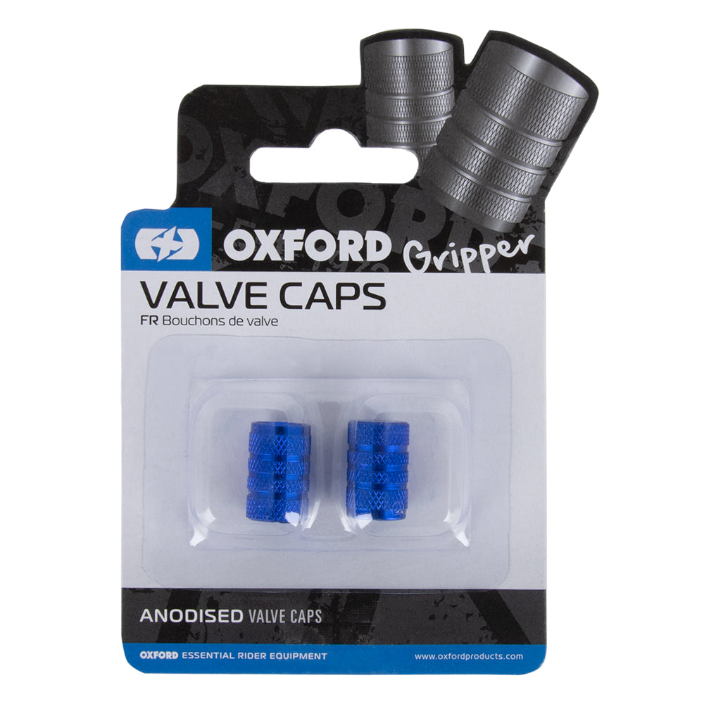 Oxford Valve Caps Blue - FREE UK Shipping, FREE 365 Day Returns | Moto Central