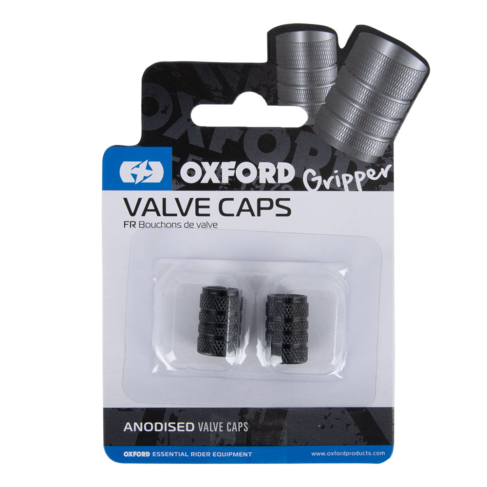 Oxford Valve Caps Black - FREE UK Shipping, FREE 365 Day Returns | Moto Central