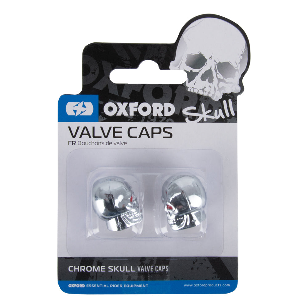 Oxford Skeleton Valve Caps Silver - FREE UK Shipping, FREE 365 Day Returns | Moto Central