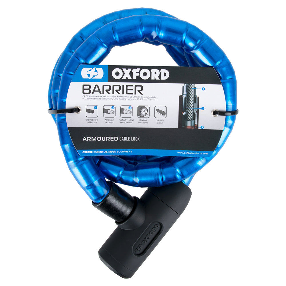 Oxford Barrier Armoured Cable Lock Blue - 1.4m x 25mm