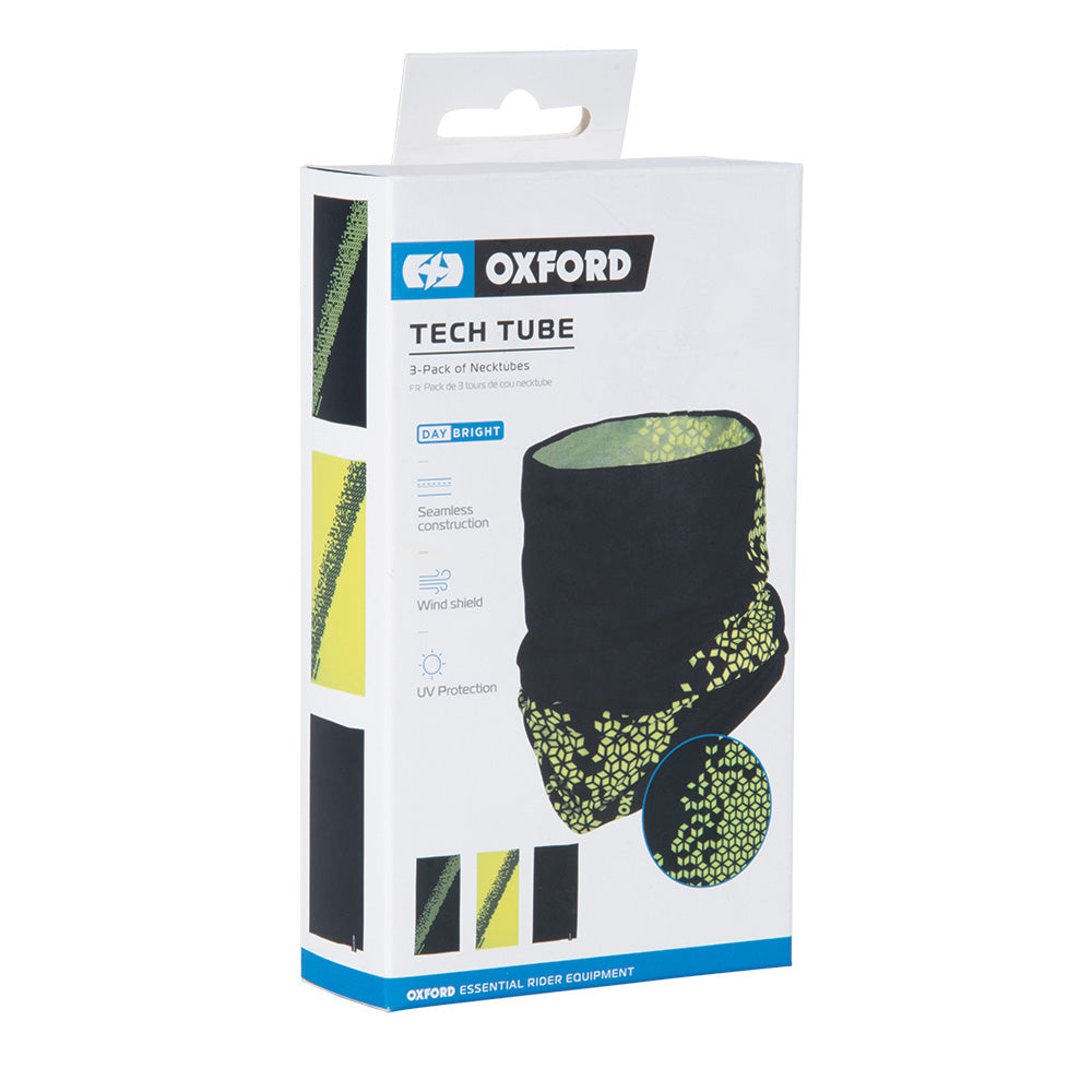 Oxford Tech Cubed Neck Tube Black / Yellow - Pack Of 3 - FREE UK Shipping, FREE 365 Day Returns | Moto Central