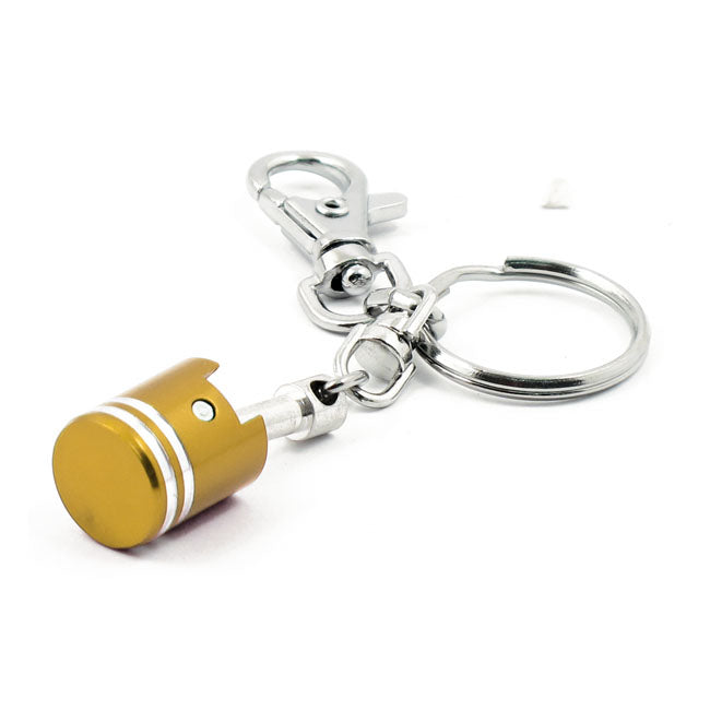 Motorcycle Storehouse Piston Keychain Gold