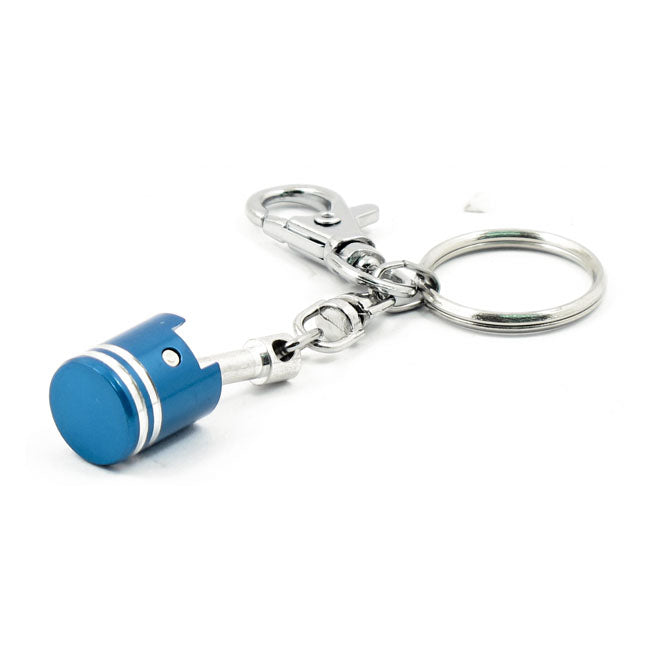 Motorcycle Storehouse Piston Keychain Blue