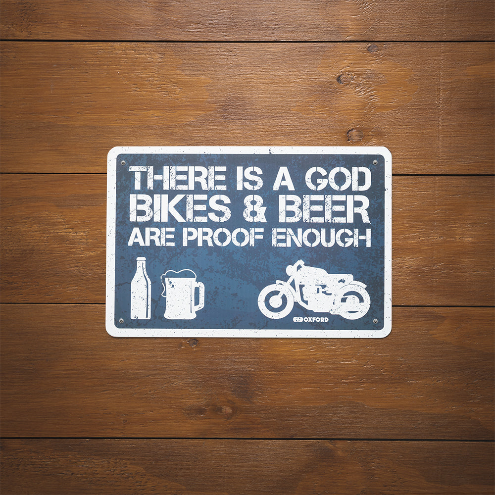 Oxford There Is A God Garage Metal Sign - 30cm x 20cm x 0.25mm