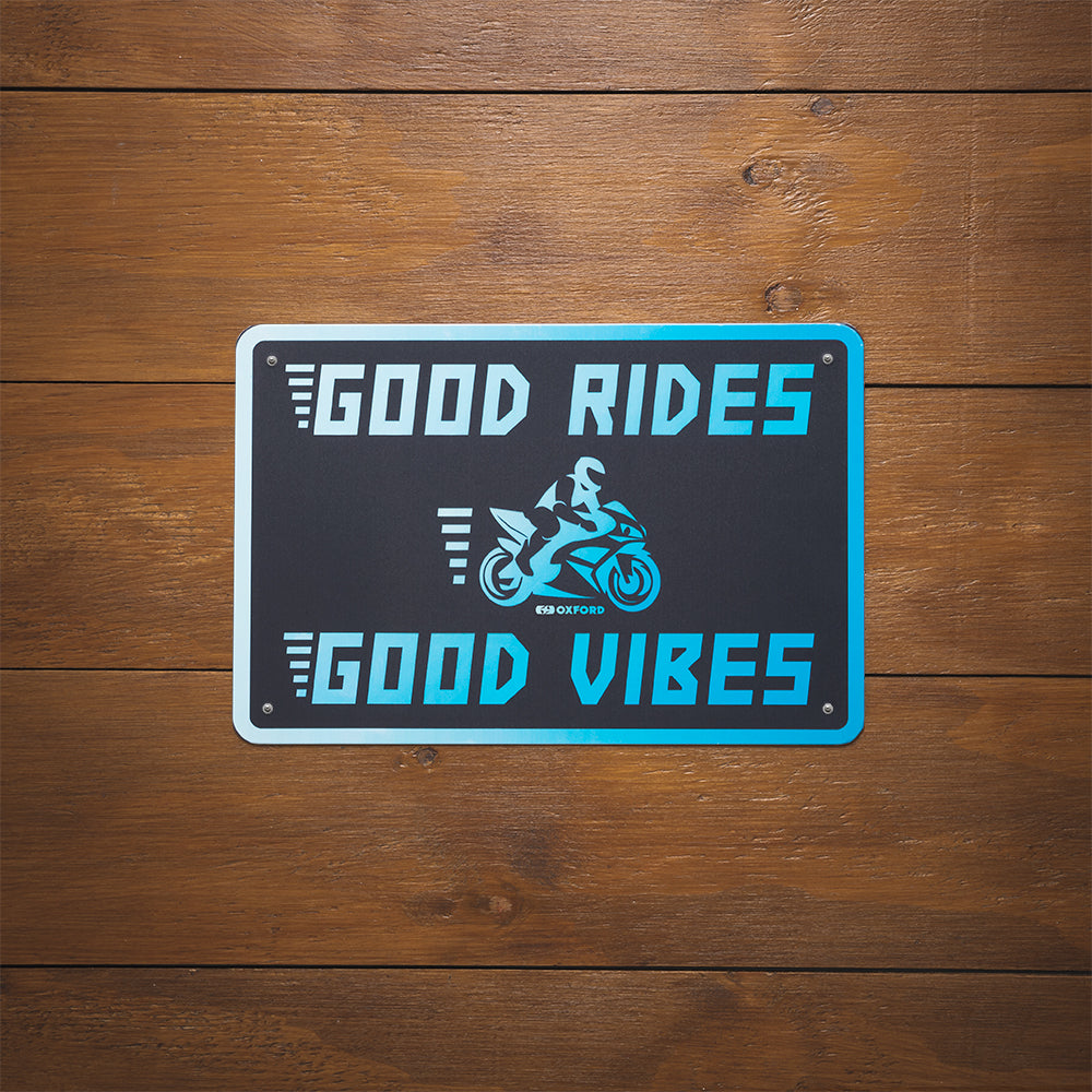 Oxford Good Vibes Garage Metal Sign - 30cm x 20cm x 0.25mm