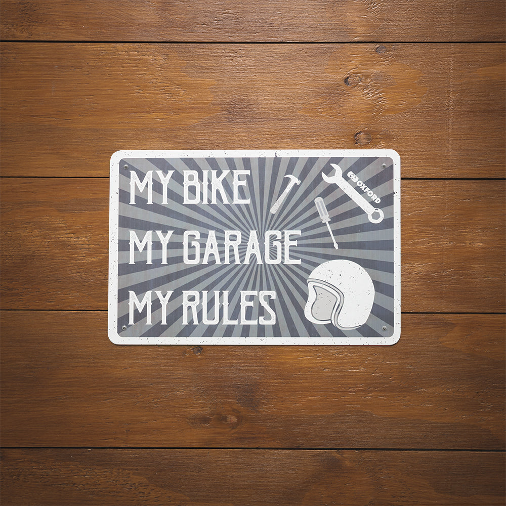 Oxford My Rules Garage Metal Sign - 30cm x 20cm x 0.25mm