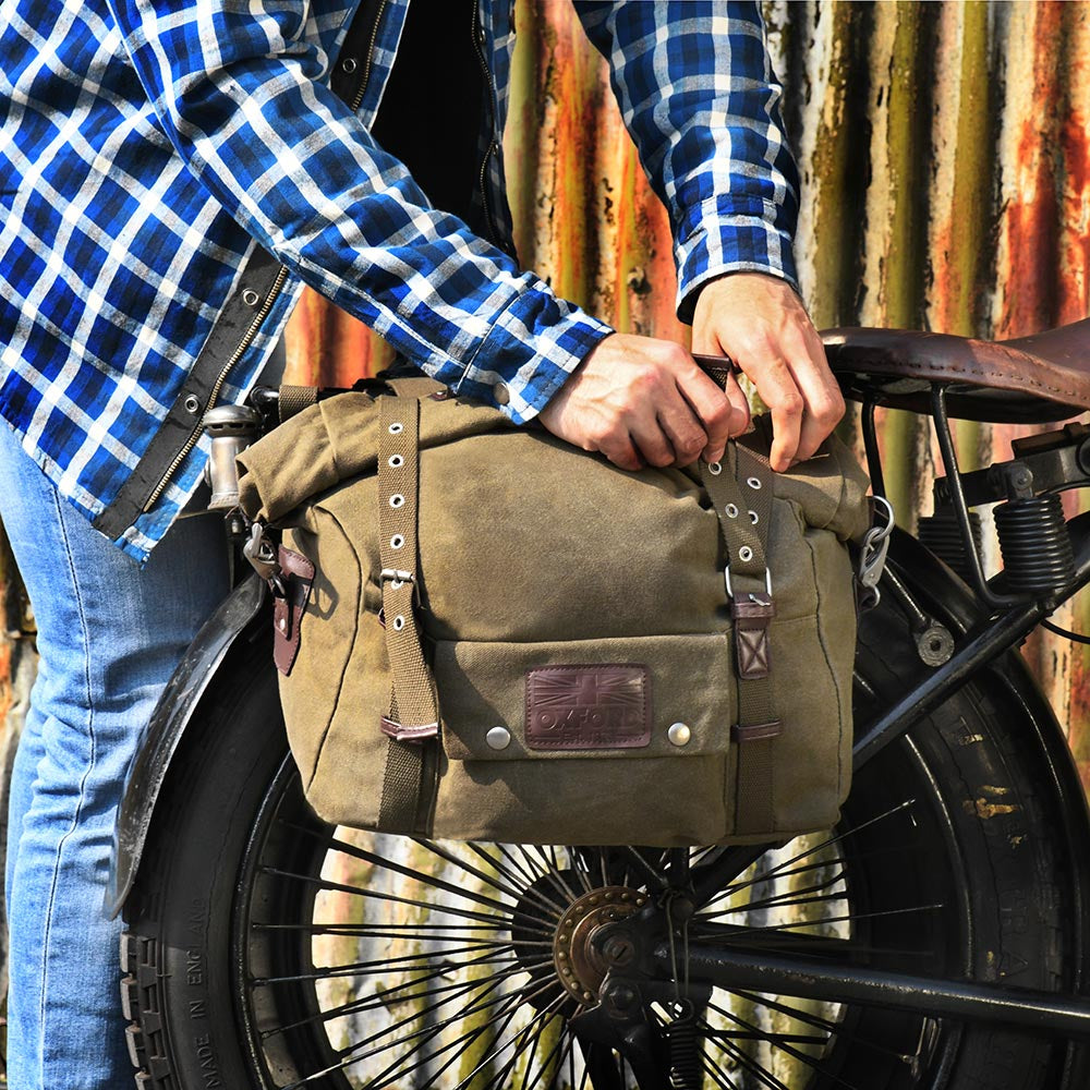 Oxford Heritage Pannier Bag Khaki - 40 Litres - FREE UK Shipping, FREE 365 Day Returns | Moto Central