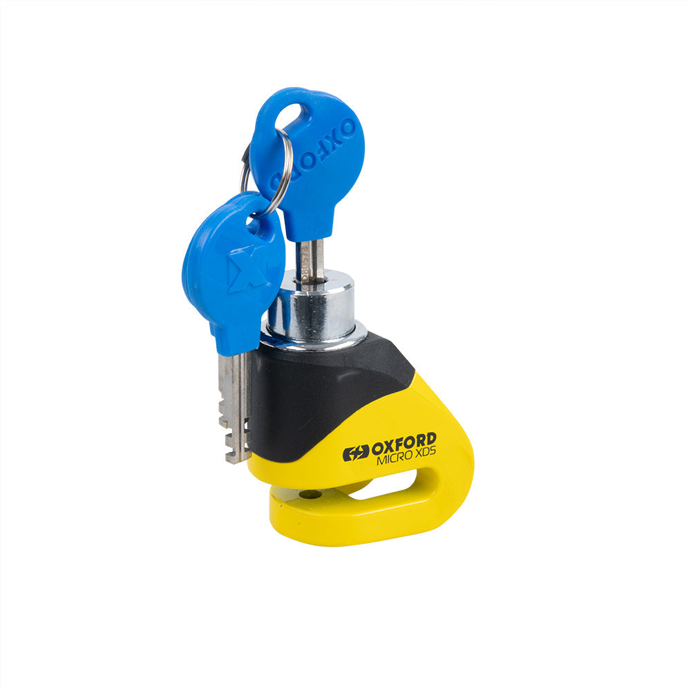 Oxford Micro XD5 Disc Lock Yellow / Black - FREE UK Shipping, FREE 365 Day Returns | Moto Central