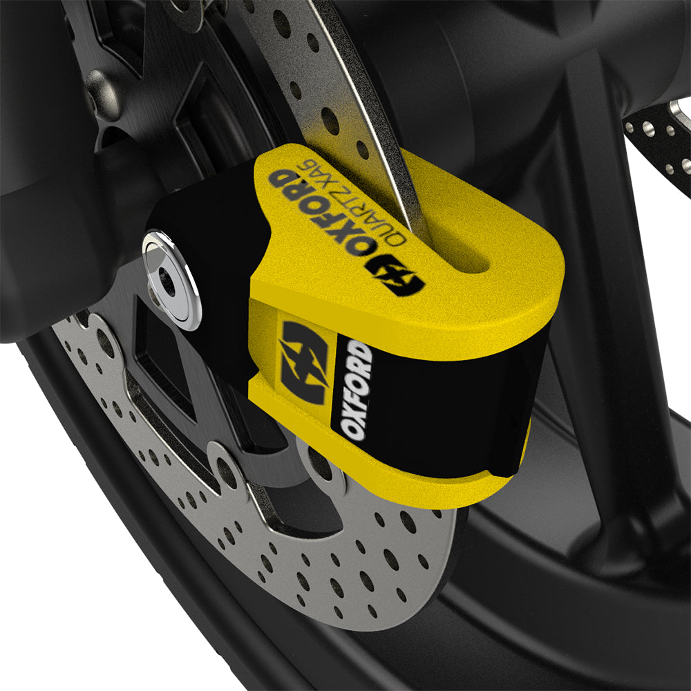 Oxford Quartz XA6 Alarm Disc Lock Yellow / Black - FREE UK Shipping, FREE 365 Day Returns | Moto Central