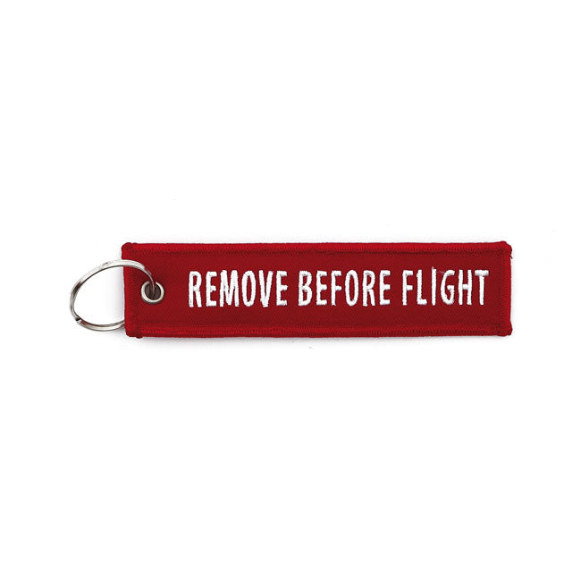 Motorcycle Storehouse Remove Before Flight Key Ring Red