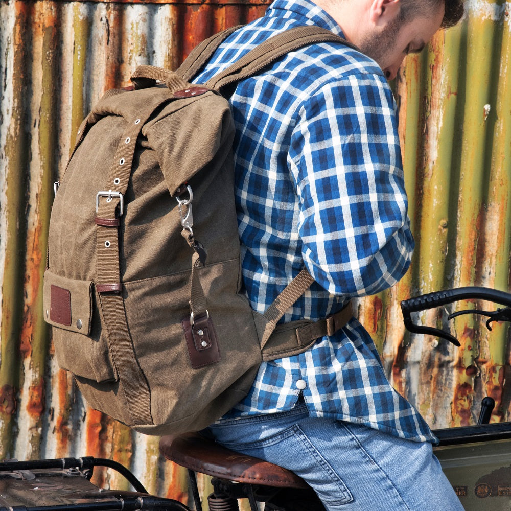 Oxford Heritage Backpack Khaki - 30 Litres - FREE UK Shipping, FREE 365 Day Returns | Moto Central