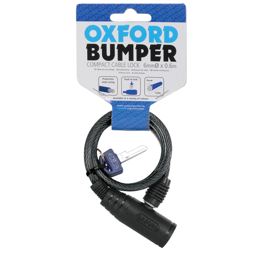 Oxford Bumper Cable Lock Smoke - 600 mm x 6 mm - FREE UK Shipping, FREE 365 Day Returns | Moto Central