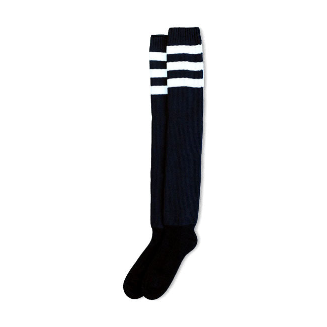 American Socks Ultra High Back In Black Socks Triple White Stripe