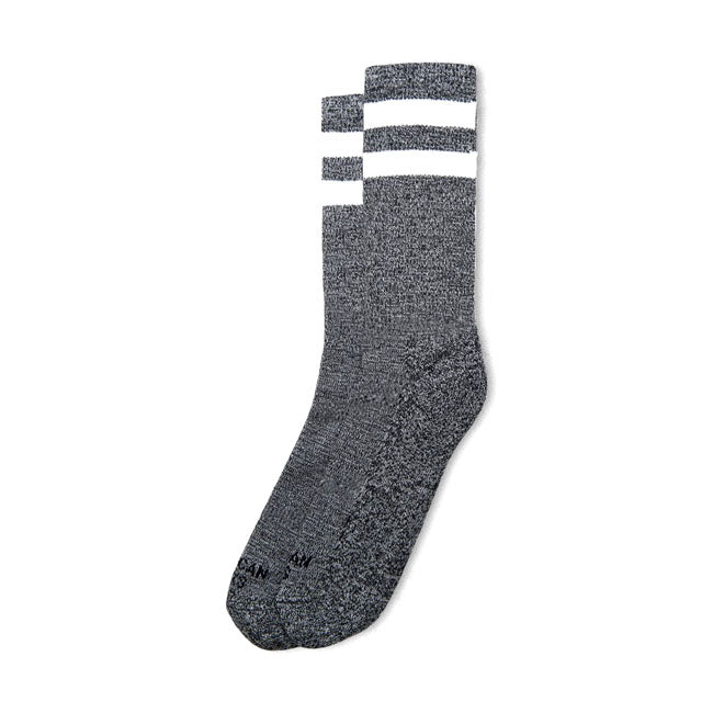 American Socks Mid High White Noise Socks Double White Striped