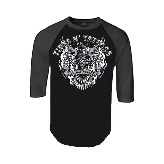 Lethal Threat Tires N Tattoos Eagle Raglan Sleeves T-Shirt