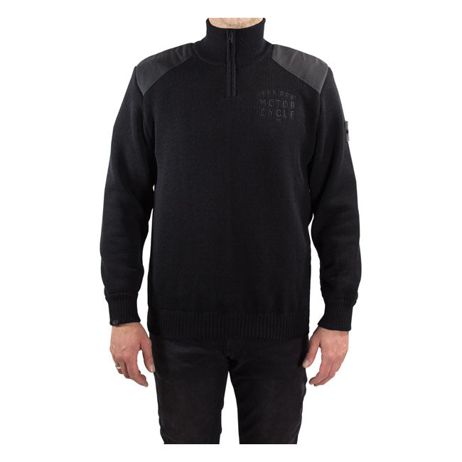 John Doe Knit Zip Pullover Small Logo Black - FREE UK Shipping, FREE 365 Day Returns | Moto Central