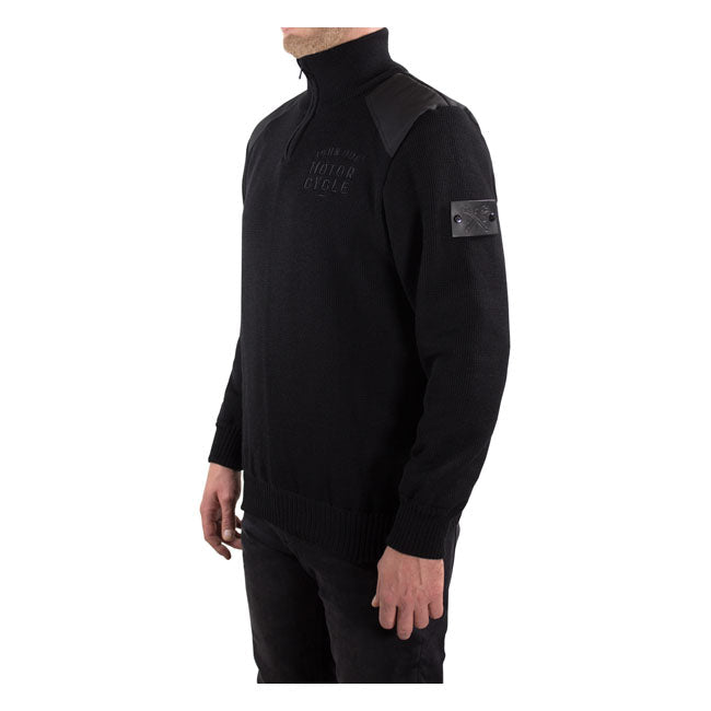 John Doe Knit Zip Pullover Small Logo Black - FREE UK Shipping, FREE 365 Day Returns | Moto Central