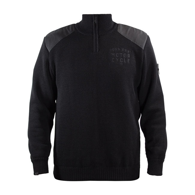 John Doe Knit Zip Pullover Small Logo Black - FREE UK Shipping, FREE 365 Day Returns | Moto Central