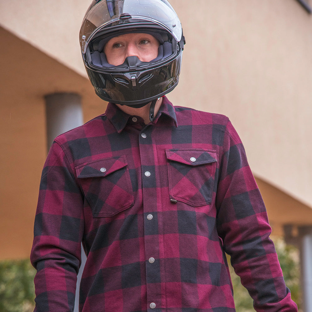 Oxford Kickback 2.0 Shirt Red Check  - FREE UK Shipping, FREE 365 Day Returns | Moto Central