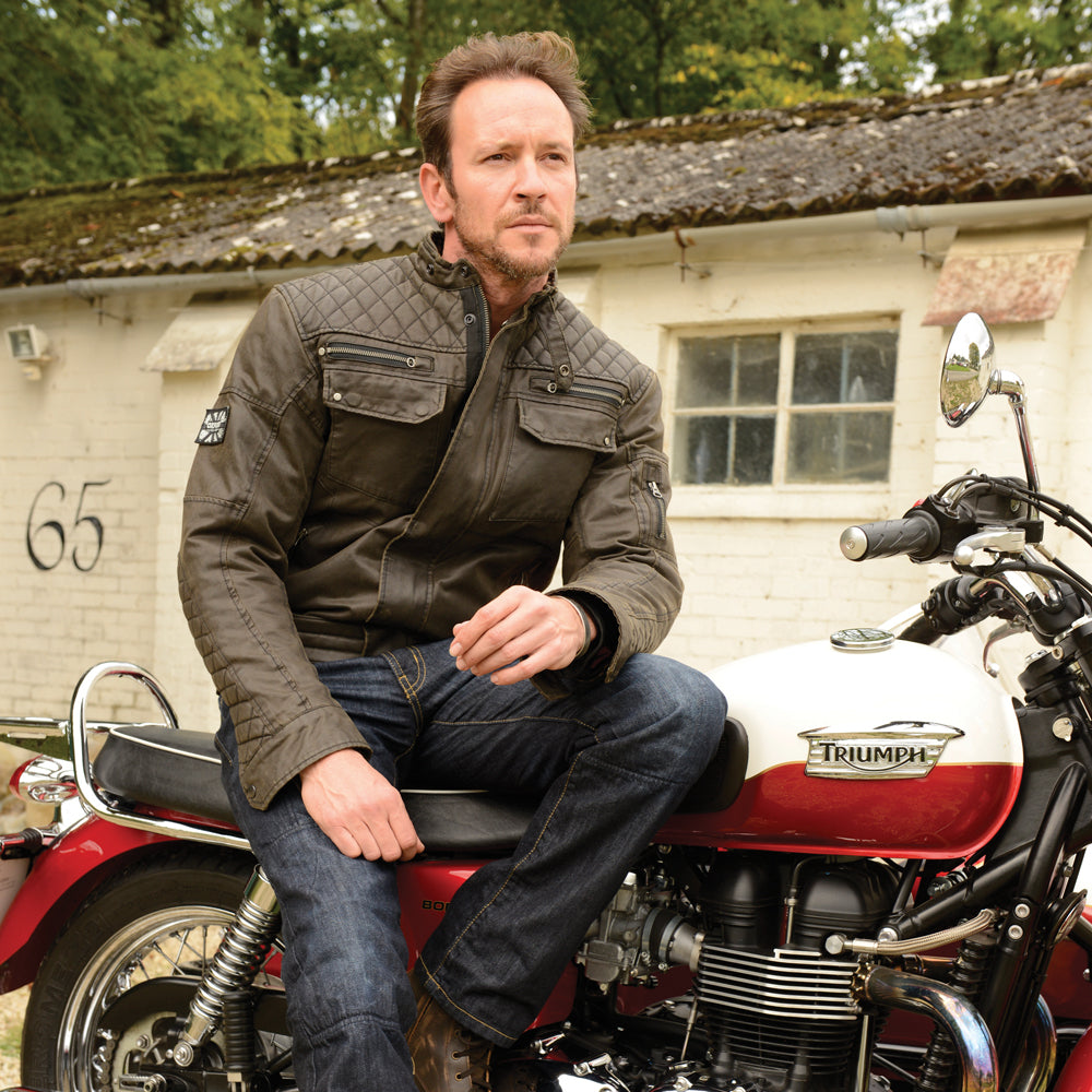 Oxford Hardy Wax Textile Jacket Olive - FREE UK Shipping, FREE 365 Day Returns | Moto Central