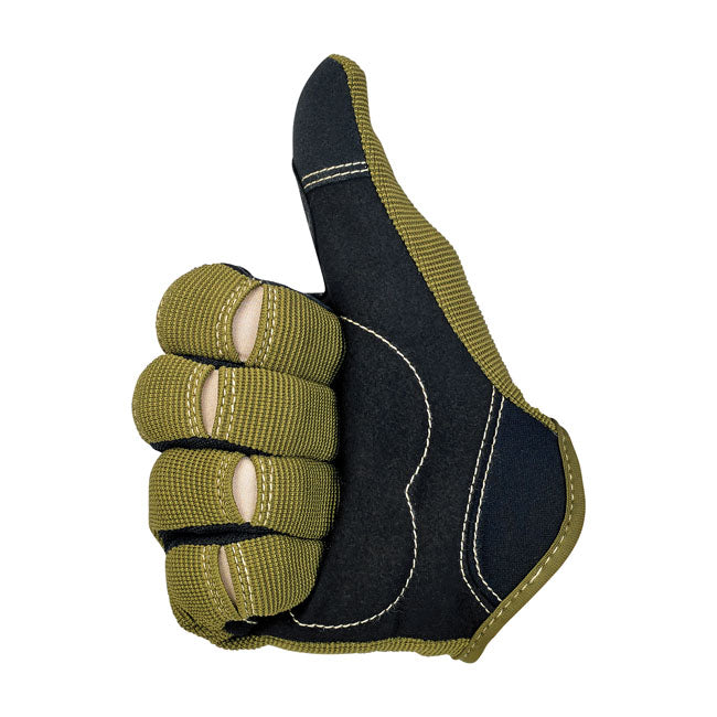 Biltwell Moto Gloves Olive / Black / Tan - FREE UK Shipping, FREE 365 Day Returns | Moto Central