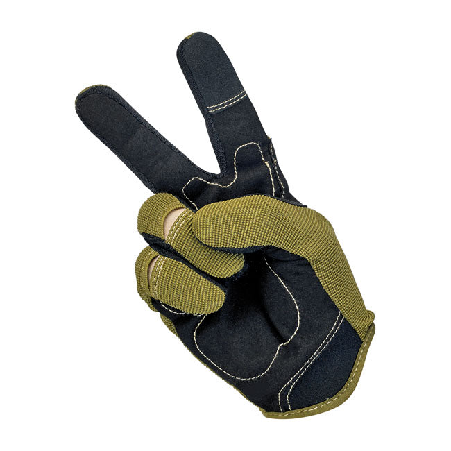 Biltwell Moto Gloves Olive / Black / Tan - FREE UK Shipping, FREE 365 Day Returns | Moto Central