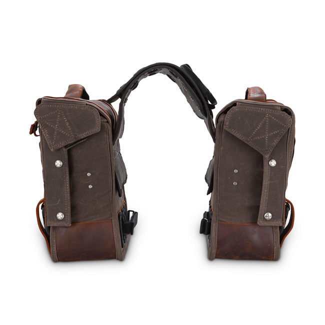 Burly Voyager Throw-Over Saddlebags Dark Oak