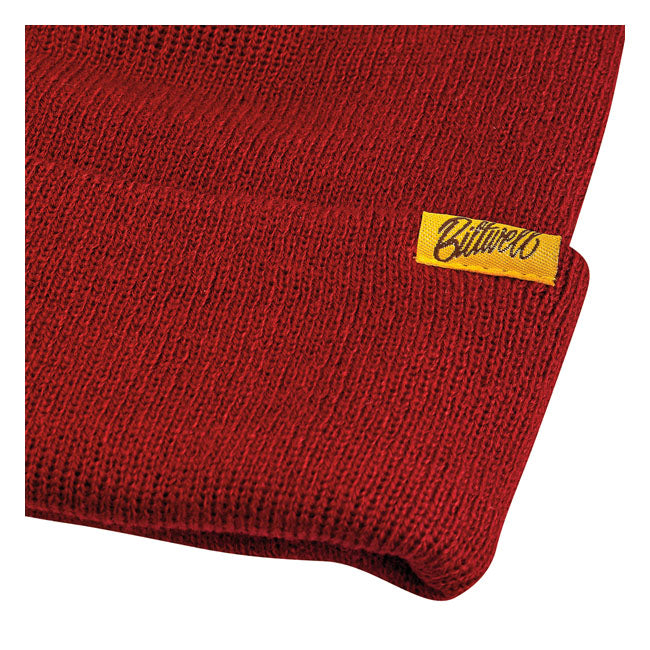 Biltwell Script Beanie Maroon - FREE UK Shipping, FREE 365 Day Returns | Moto Central