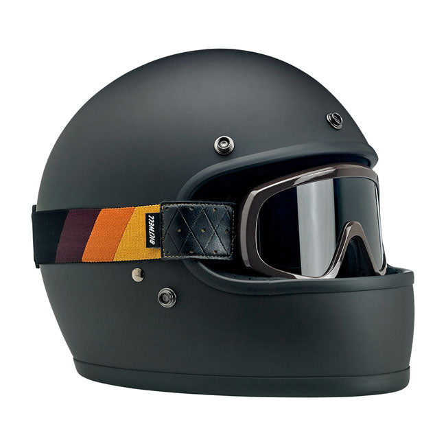 Biltwell Overland 2.0 Tri-Stripe Goggles Brown Gold / Rust / Brown  - FREE UK Delivery - Moto Central