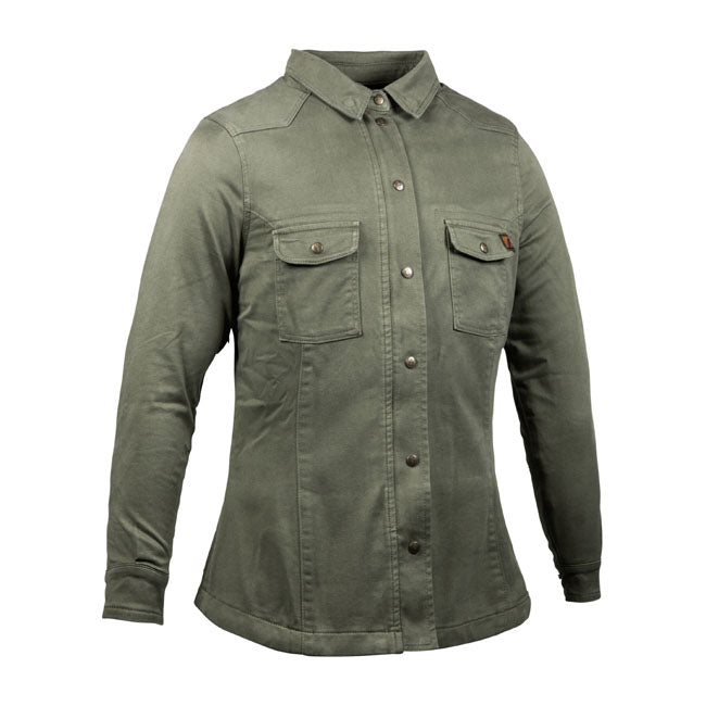 John Doe XTM Ladies Motoshirt Olive - FREE UK Shipping, FREE 365 Day Returns | Moto Central