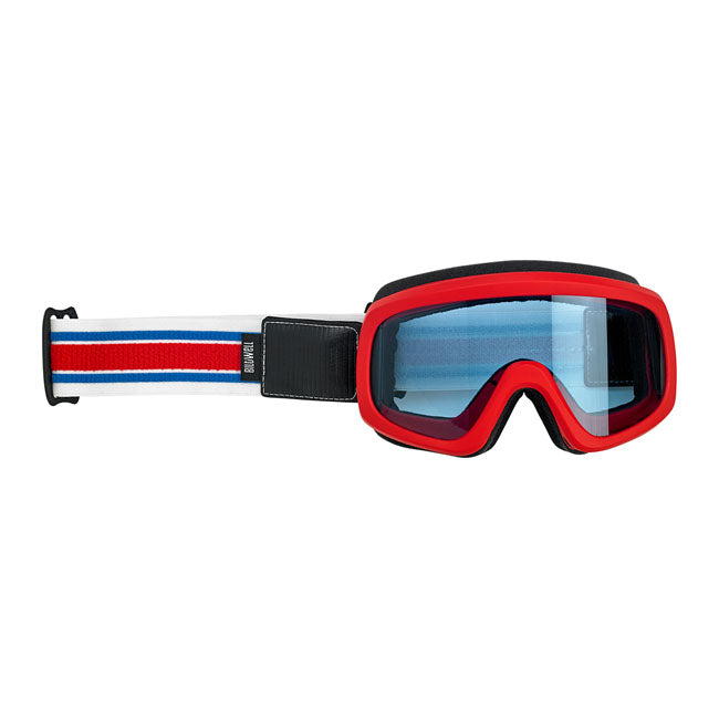 Biltwell Overland 2.0 Racer Goggles Red / White / Blue - FREE UK Shipping, FREE 365 Day Returns | Moto Central