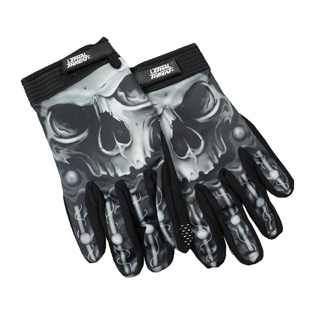 Lethal Threat Biomechanical Skull Gloves Black - FREE UK Shipping, FREE 365 Day Returns | Moto Central