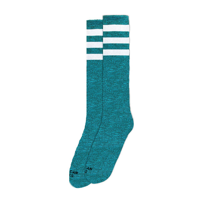 American Socks Knee High Turquoise Noise Socks Triple Striped