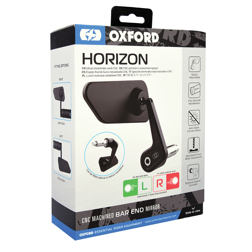 Oxford Horizon Bar End Left Mirror Black - FREE UK Shipping, FREE 365 Day Returns | Moto Central