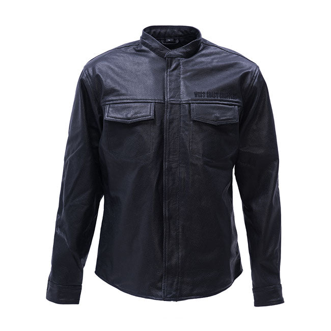 West Coast Choppers OG Perforated Leather Riding Shirt Black