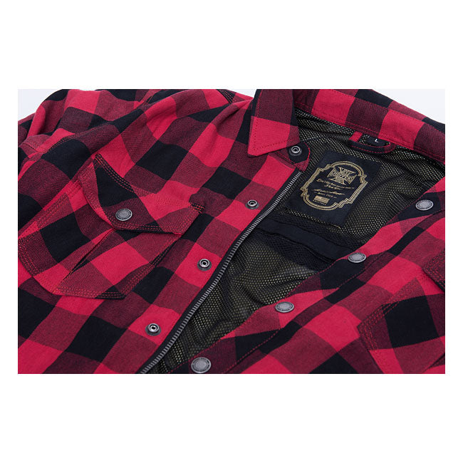 West Coast Choppers Dominator Riding Flannel Shirt Red / Black CE Approved  - FREE UK Delivery - Moto Central