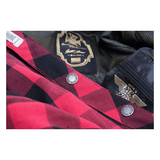 West Coast Choppers Dominator Riding Flannel Shirt Red / Black CE Approved  - FREE UK Delivery - Moto Central