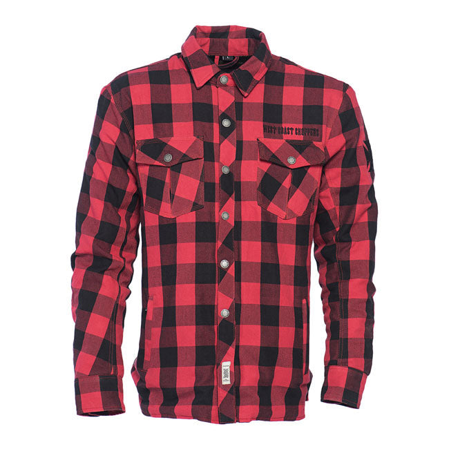 West Coast Choppers Dominator Riding Flannel Shirt Red / Black CE Approved