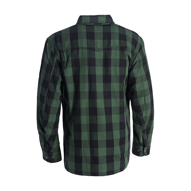 West Coast Choppers Dominator Riding Flannel Shirt Green / Black CE Approved - FREE UK Shipping, FREE 365 Day Returns | Moto Central