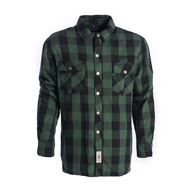 West Coast Choppers Dominator Riding Flannel Shirt Green / Black CE Approved