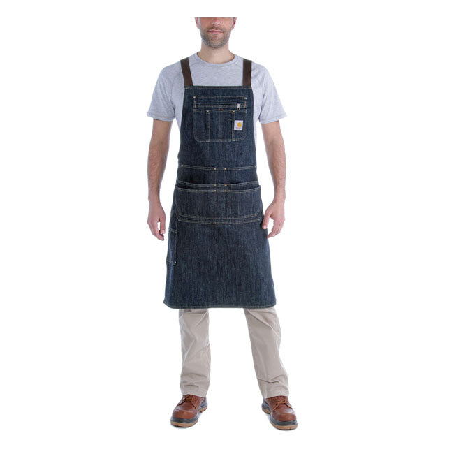 Carhartt Denim Apron Dark Blue Ridge - FREE UK Shipping, FREE 365 Day Returns | Moto Central