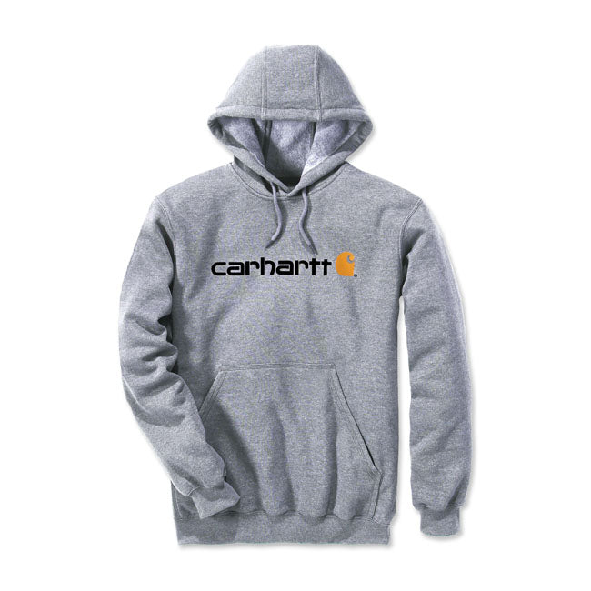 Carhartt Signature Logo Hoodie Heather Grey  - FREE UK Shipping, FREE 365 Day Returns | Moto Central