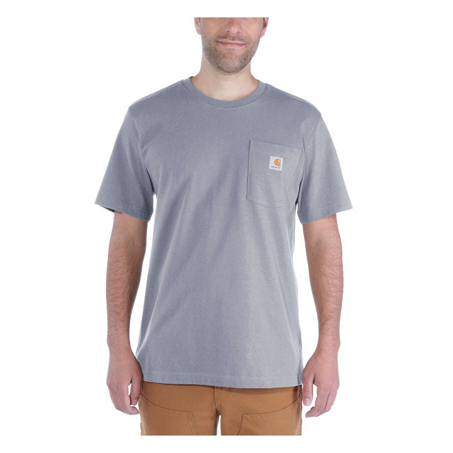 Carhartt Workwear Pocket Short Sleeves T-Shirt Heather Grey - FREE UK Shipping, FREE 365 Day Returns | Moto Central