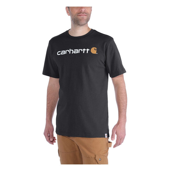 Carhartt Core Logo Short Sleeves T-Shirt Black - FREE UK Shipping, FREE 365 Day Returns | Moto Central