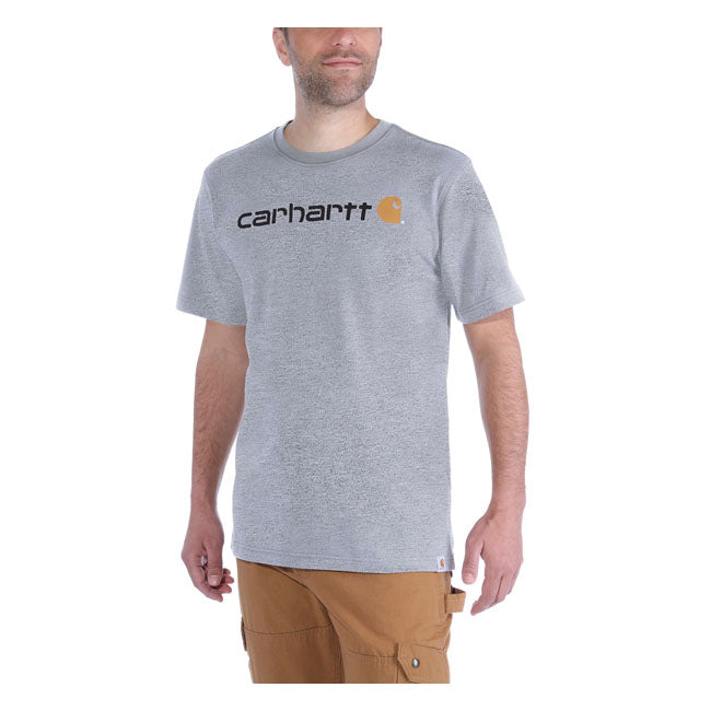 Carhartt Core Logo Short Sleeves T-Shirt Heather Grey - FREE UK Shipping, FREE 365 Day Returns | Moto Central