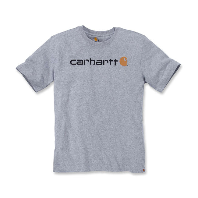 Carhartt Core Logo Short Sleeves T-Shirt Heather Grey  - FREE UK Shipping, FREE 365 Day Returns | Moto Central