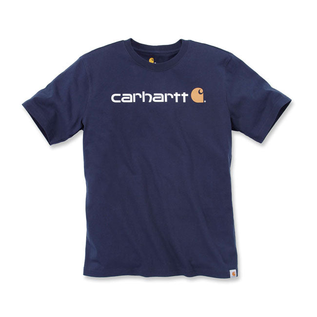 Carhartt Core Logo Short Sleeves T-Shirt Navy - FREE UK Shipping, FREE 365 Day Returns | Moto Central