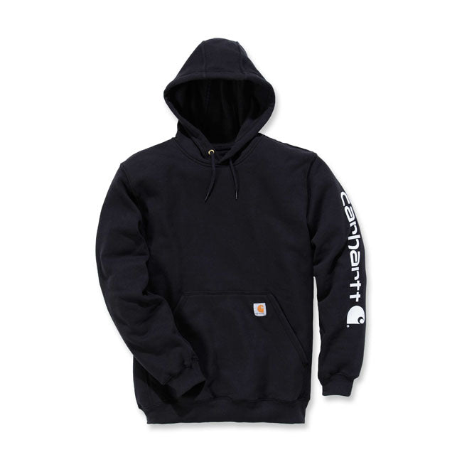 Carhartt Sleeve Logo Hoodie Black - FREE UK Shipping, FREE 365 Day Returns | Moto Central