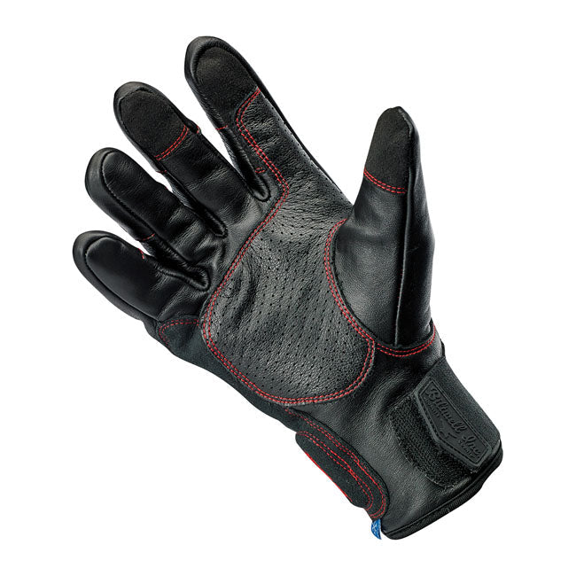 Biltwell Belden Gloves Black / Redline CE Approved - FREE UK Shipping, FREE 365 Day Returns | Moto Central